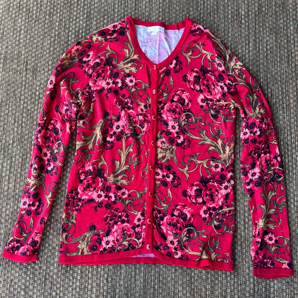 New York & Company Floral Cardigan